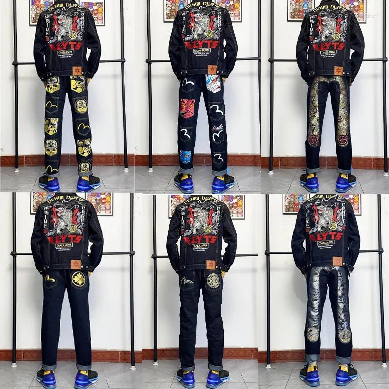 

Men's Jeans Harajuku Y2k Casual Pants Evisus Embroidered Baggy Straight Wide Leg Trousers For Men High Street Hip Hop Streetwear