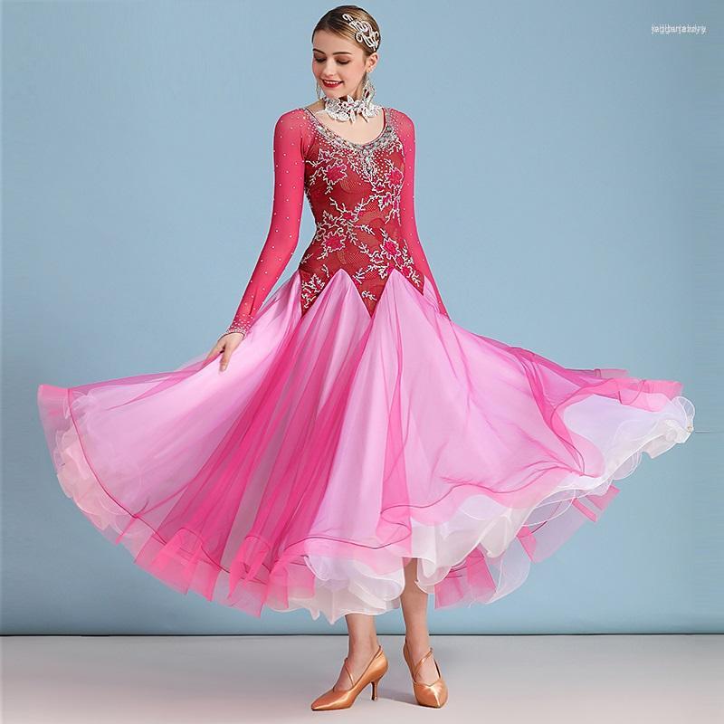 

Stage Wear X6010 Lady Modern Dance Dress With Diamond-encrusted Costume Girls Ballroom Dancing Competition Waltz Costumes, Blue