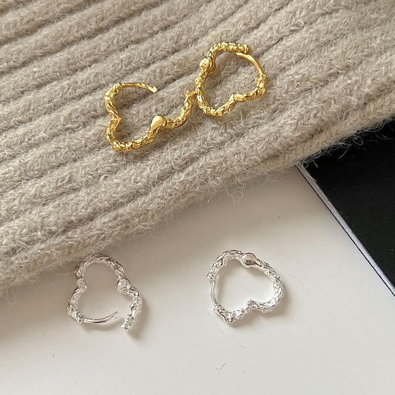 

Stud Earrings Geometry 925 Silver Sterling 18K Gold Lava Heart For Women Earring Jewelry Charms All-Matched