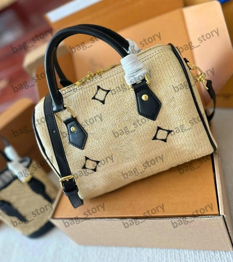 

Speedy Raffia Handbag Bandouliere 25 Boston bag 2023ss Summer Limited Edition By The Pool Womens Designer Bag Luxurys Top Handle Bag City Bag Purse