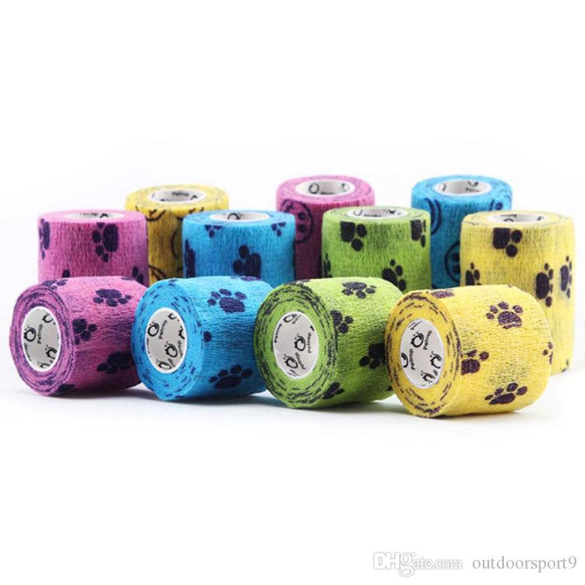 

Colorful 2510cm Printed paw Sports Knee Protector 45m Gym training Therapy Elastic Bandage Self Adhesive Wrap Tape for Finger J2664302, Yellow