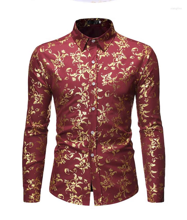 

Men' Casual Shirts European And American Foreign Trade Loose Gilded Printed Men, Black