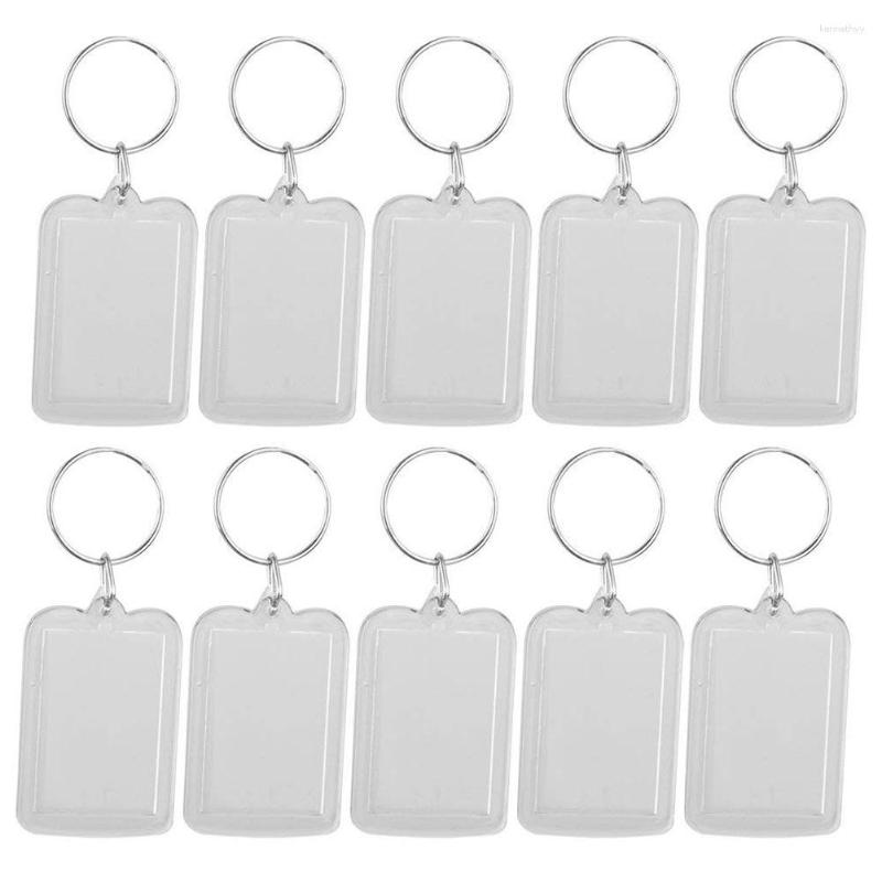 

Jewelry Pouches Lot Of 10Pcs Keyring DIY Detachable White Rectangle Po Frame 3.3x5cm