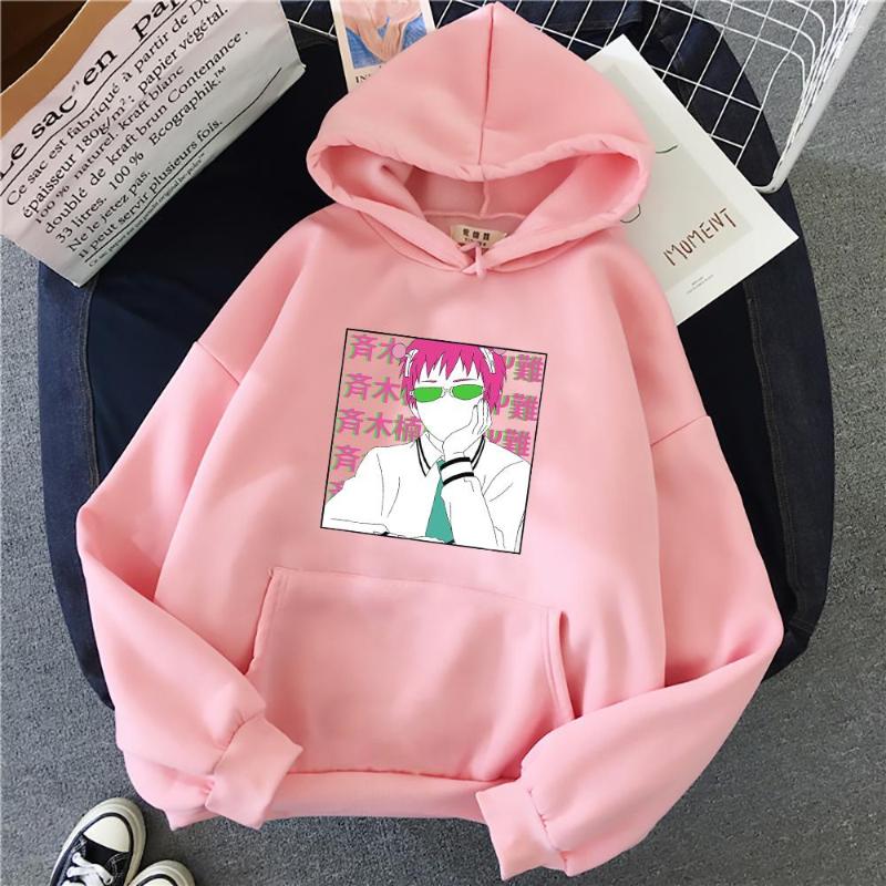 

Women's Hoodies Cute Saiki K Print Women's Sweatshirt Warm Vintage Harajuku Pullover For Women Fashion Korean Style Hoodie Female, White 1