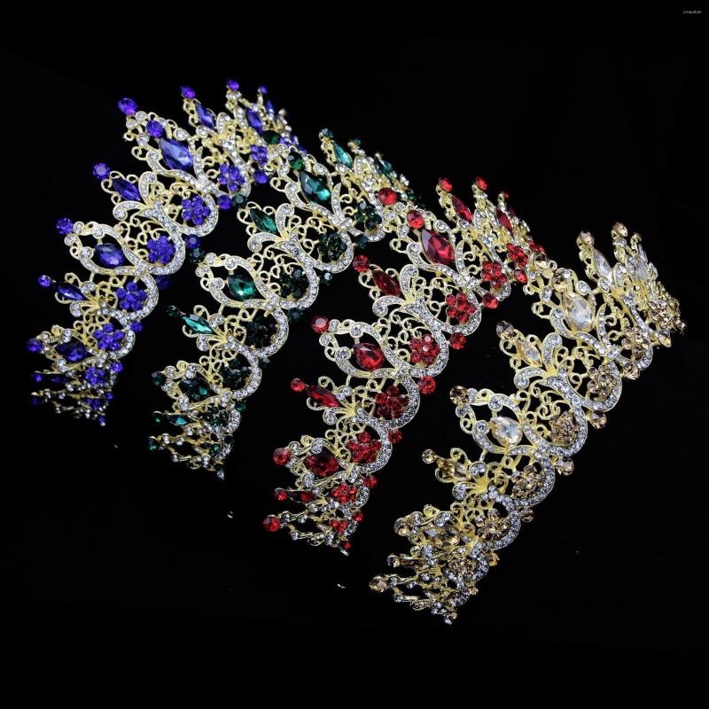

Hair Clips Trendy Colorful Crystal Tiara Crowns Bride Queen Princess Wedding Accessories Baroque Diadem Women Jewelry Pageant