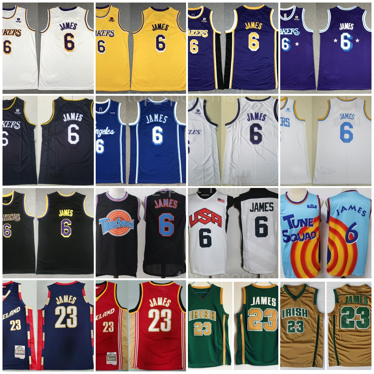

Stitched Basketball Jerseys LeBron James Man White Sport Team Shirt Yellow Black Blue Purple High School Vincent St Mary Space Jam Tune Squad City Earned National Men