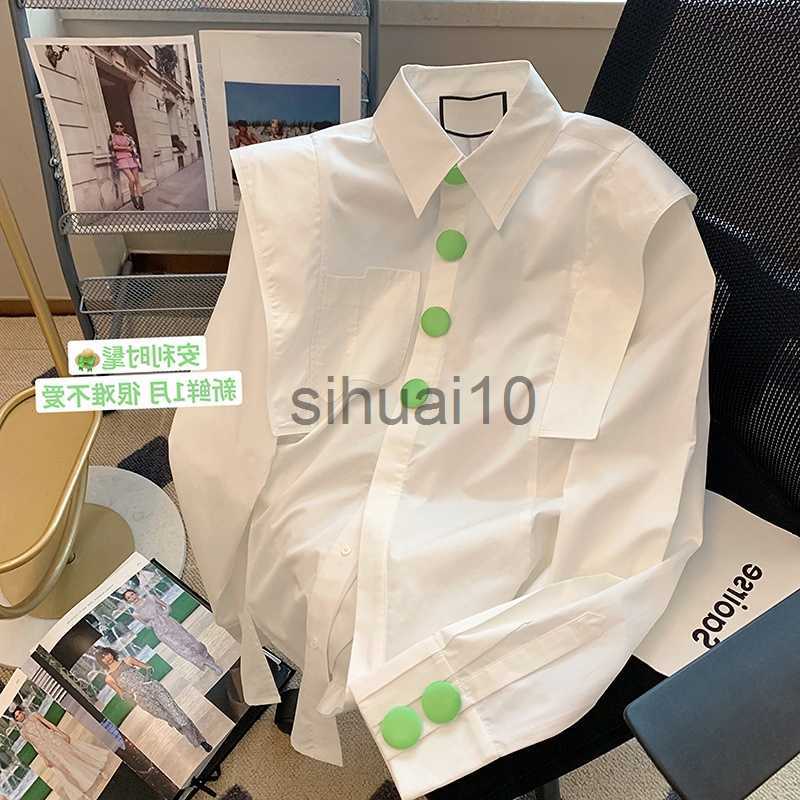 

Women' Blouses Shirts Loose Blusas Mujer Tops Chic Button White Lapel Shirt Women Camisa Feminina Spring Casual Blouses Wild Shirts for Women J230621