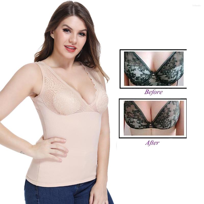 

Women' Shapers Joyshaper Lace Camisole Women With Removable Pads Seamless Deep V Neck Tank Winter Thermal Lingerie Sexy Shaping Sleeveless, Beige
