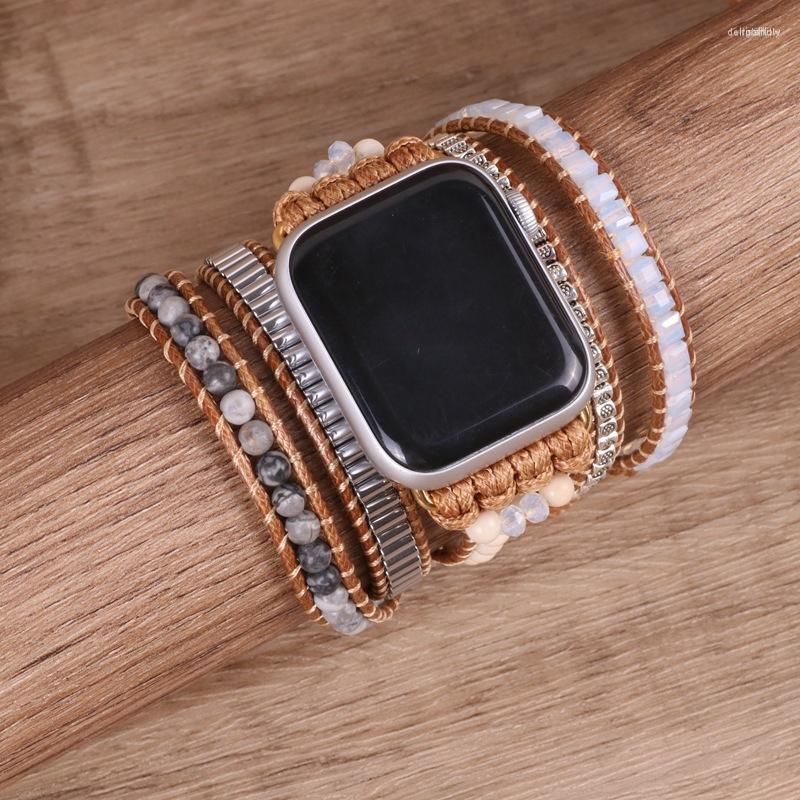 

Watch Bands Bohemia Band Women Men Bracelet Strap For Vintage Mixed Natural Stones Jewelry Multi Wrap Gift