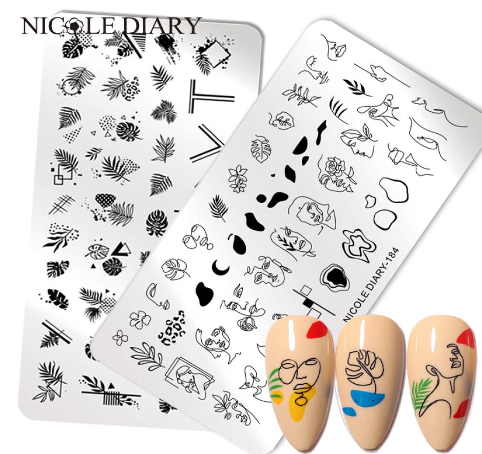 

whole Abstract Face Design Stamp Plates Woman Leaf Flower Nail Art Stamping Template Printing Stencil Image Tool8238434