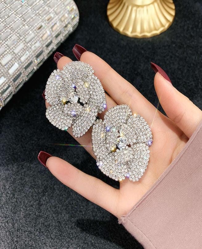 

2021925 Dangle temperament fashion exaggerated geometric square diamond earrings net red simple female rectangular long section YX5082087