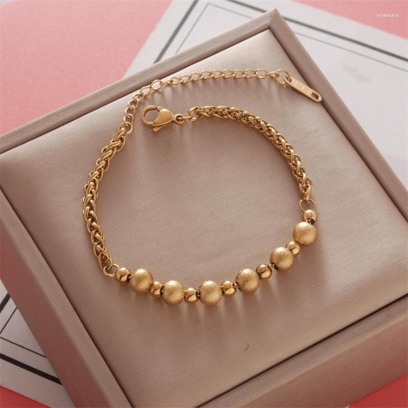 

Link Bracelets 316L Stainless Steel Frosting Smooth Surface Beading For Women Fashion Fine Jewelry Gift SAB483