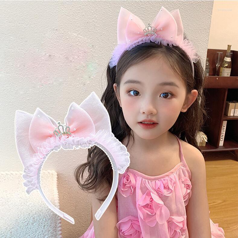 

Hair Clips Korea Fashion Children's Headband Bow Mesh Non-Slip Sweet Cute Little Girl Super Fairy Princess Headdress