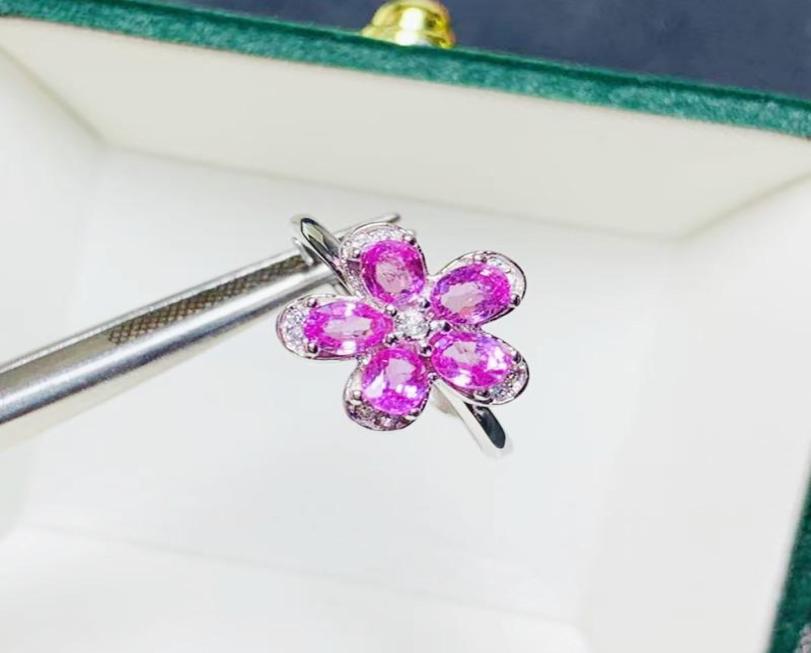 

Cluster Rings Natural Real Pink Sapphire Flower Ring Per Jewelry 925 Sterling Silver 34mm 03ct5pcs Gemstone Fine T21416107330199