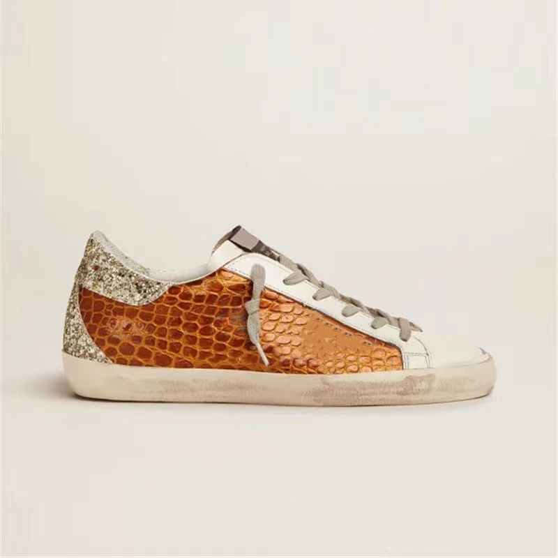 

golden casual shoes luxury Dress Shoes Italy brand designer women sneakers super star fashion Sequin Classic goose white do-old dirty man Casual Shoe, Color#23