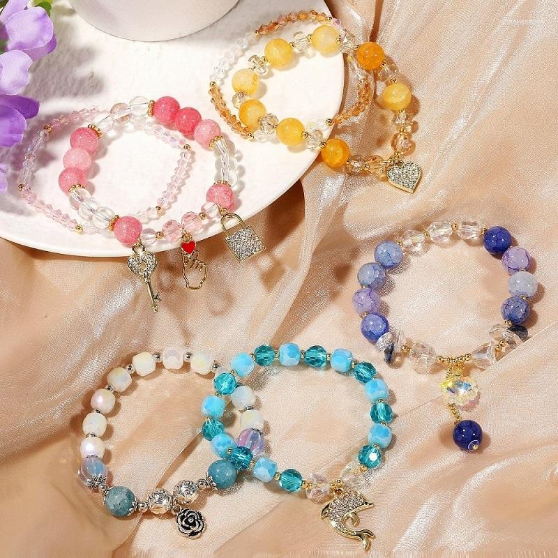 

Link Bracelets Inokeey Style Fashion Crystal Female Minority Design Bracelet High Sense Hand Ornament Jewelry For Ladies Gift