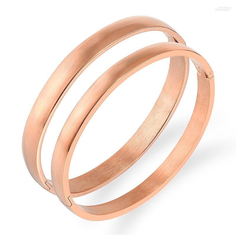 

Bangle Classic Frosted Surface Bangles For Women Rose Gold Color Titanium Steel Charm Simple Trendy Jewelry