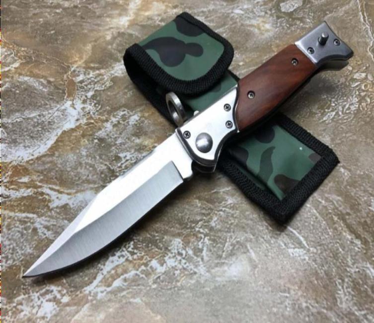 

handle AUTO knife wood whole automatic Camping Cowskin 1pcs scabbard Survival Hunting Ofefl9686201