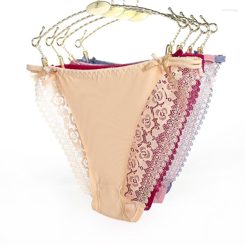 

Women's Panties Q Seamless Underwear Transparent Underpants For Bikini Sexy Ice Silk Woman Lace L/ Comfortable 1Pcs, Navy blue