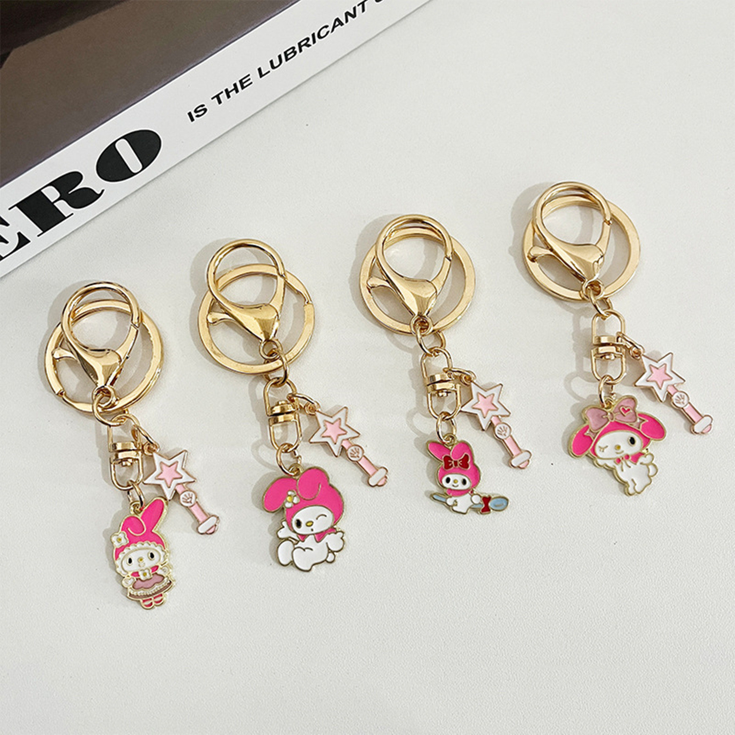 

8 colors Keychains Animation kuromi character peripheral alloy key ring fixed hair, Color #1