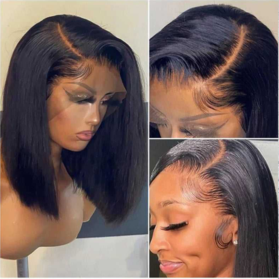 

New Product Short Bob Wig Straight 13x4 Brazilian Human Hair Wigs Preplucked For Black Women Pre Plucked Transparent Frontal Wig On Sale, Natural color