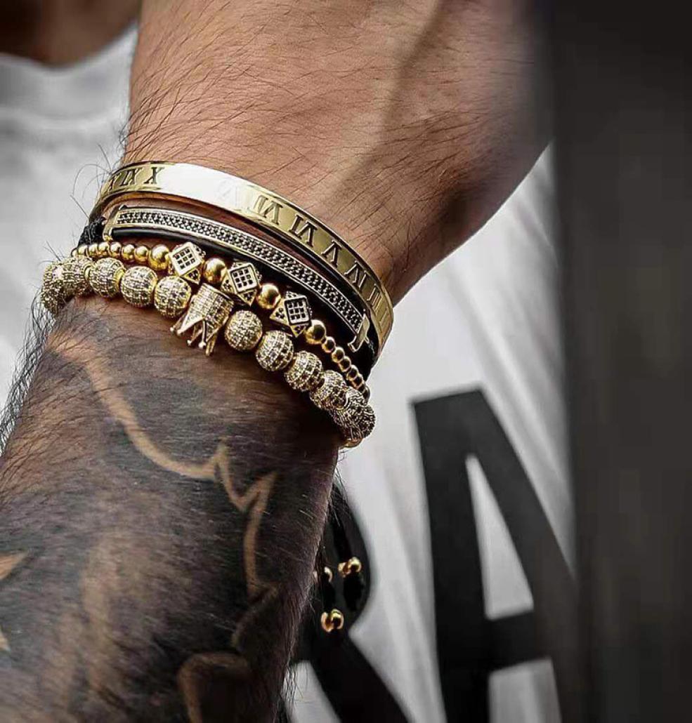 

Mens Jewellery Bracelet Men Luxury Royal Bangle Set Roman Braided Bracelets For Women Fashion Armband Gold Cuff Friendship Gifts Y8319615