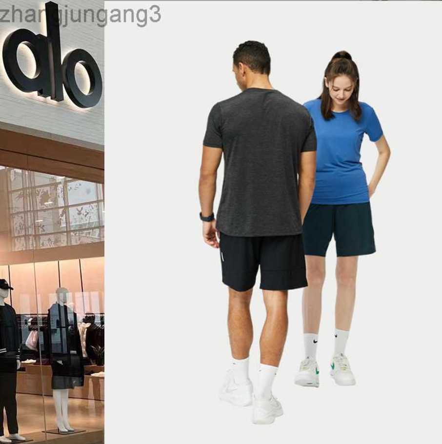 

Desginer Alo Yoga T Shirt Running Sports Top Unisex 2023 Summer Ice Silk Short Sleeve T-shirt Thin Breathable Fitness Suit, Apple green