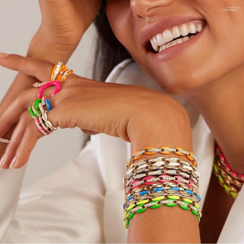 

Bangle Fashion High Quality Women Jewelry 2023 Spring Colorful Coffee Beaded Link Chain Open Gift