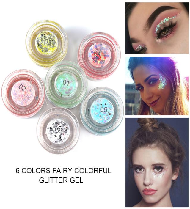 

HANDAIYAN Fairy Colorful Eye Shadow Glitter Gel Charming Eyeshadow Makeup Cosmetic Holographic Chunky Highlight for Face Lips Hair6227116, Sky blue