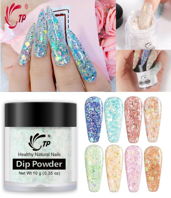 

Nail Glitter TP 19 Color Dipping Powder Dip Pigment Holographic Nails Set Manicure Gel Polish Chrome Dust Art Decoration2423330