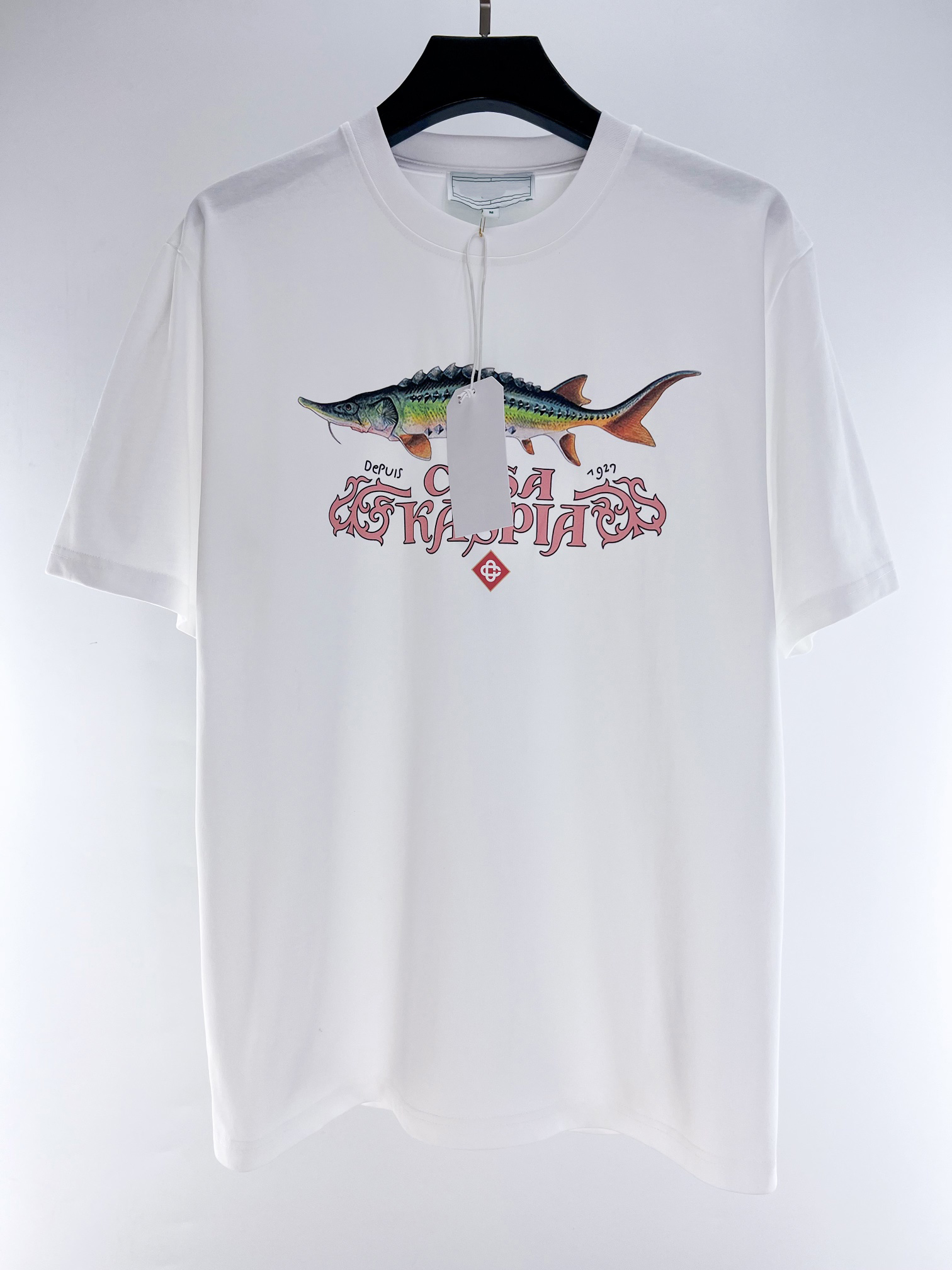 

2023 latest summer designer brand T-shirt fashion cotton material delicates print design luxury round collar casual man's T-shirt, White