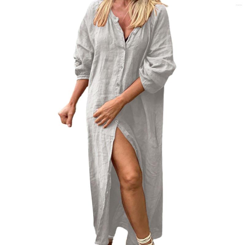 

Casual Dresses Women' Loose Buttons V Neck Shirt Dress Straight For Women Summer Business Clothes Womens Fall Formal, Green