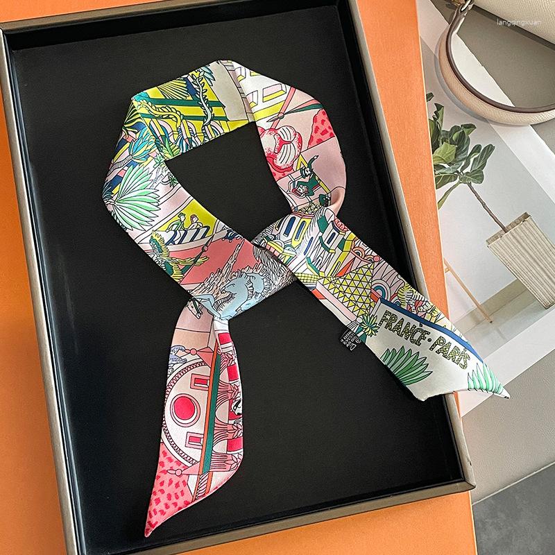 

Scarves 85x5cm Small Slender Fashion Narrow Long Scarf 2023 Tied Bag Handle Skinny Luxury Style Ribbon