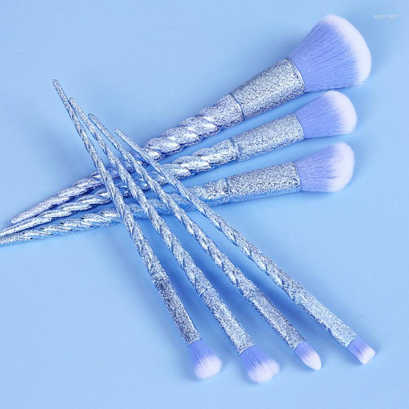 

Makeup Brushes 7//set Brush Set Electroplated Frosted Type Spiral Handle Beauty Tools Eye Shadow Foundation