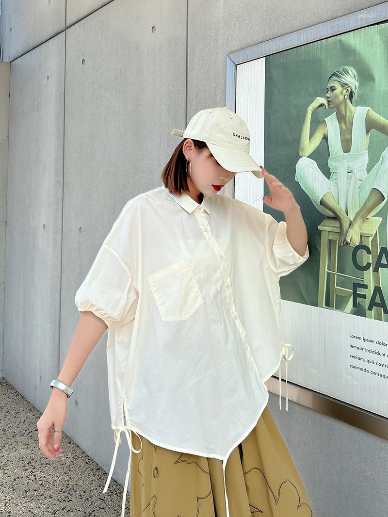 

Women's Blouses 230607 Women Irregular Big Size Solid Color Blouse Short Sleeve Shirt Personality Fashion Spring Autunm 2023, Beige