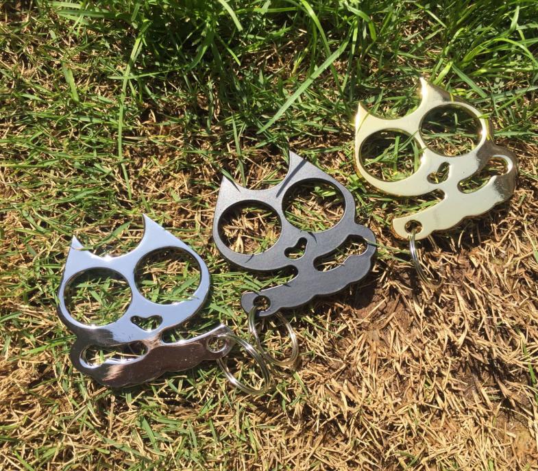 

Mini iron cat head self defense keychain Cat head double finger keychain Car emergency window breaker easy escape keychain HDNW9312851