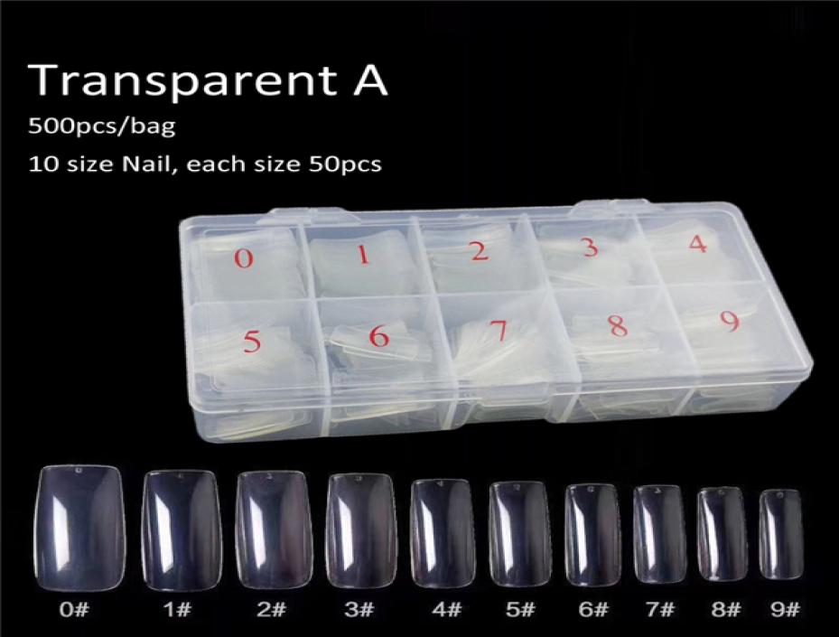 

Tamax 500Pcsbox False Nail full cover half stick and french style white natural transparent clear color fake nails nail art tool8519418, Black
