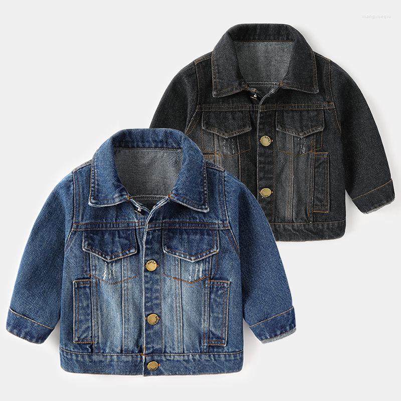 

Jackets Spring Autumn Boys' Simple Solid Single-breasted Denim Coat Middle Children's Pocket Hole Fashion Jacket Outerwear, Black