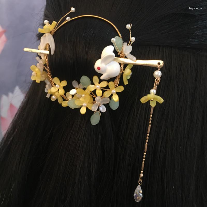 

Hair Clips 1pcs Cute Handmade Flower Hairpin Hanfu Ancient Style Tassel Stick Retro Autumn Headdress Women Girl Christmas Gift