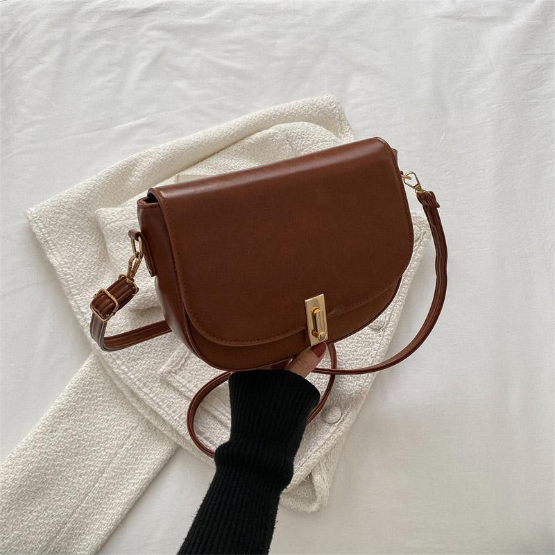 

Evening Bags Vintage Small Women Saddle Shoulder Solid Leather Crossbody Bag Brand Female Handbag And Purse Women's Travel Messenger, Black