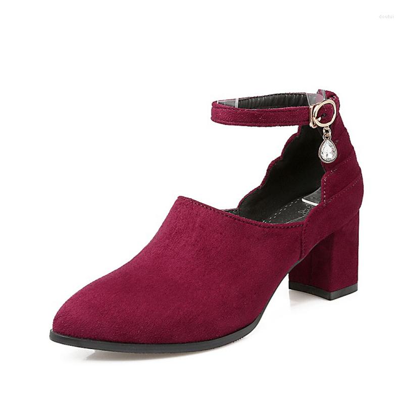 

Dress Shoes Oversize Large Size Big Ladies High Heels Women Woman Pumps Women's With Pointed And Thick Buckles, Army green