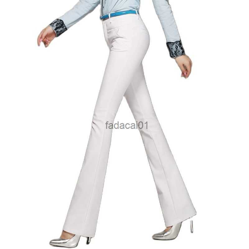 

Women' Slimming Spring Summer Cotton Flare Pants Thin Stretch Casual Solid Color White Khaki Medium Waist Office OL Trousers  L230621, Black