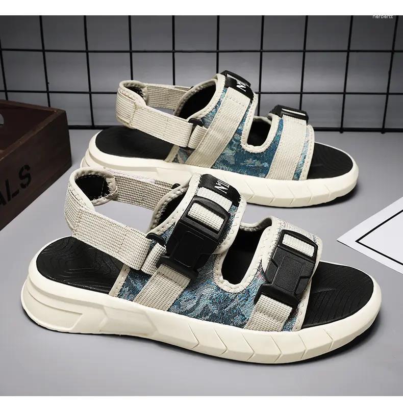 

Sandals Men's Summer Canvas Casual Sports Soft Bottom Non Slip Were Resistant Breathable Dual Purpose Beach Slippers, Beige moon