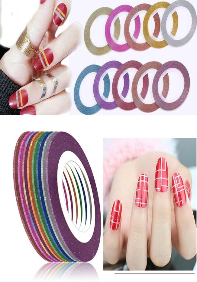 

11 Rolls Nail Art Glitter Gold Silver Red Stripping Tape Line Nail Sticker DIY Accessories Matte Stickers Nail Art Decoration4800574, Multi