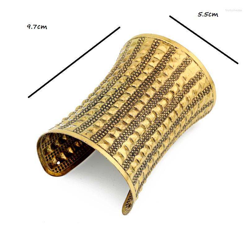 

Bangle Dayoff Boho Ethnic Vintage Gold Silver Plated Wide Open Hand Big Bangles Women Jewelry Huge Beads Bracelets B107 Raym22