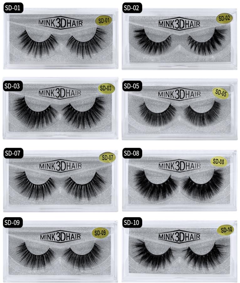 

SD Series Single pair eyelashes 3D mink eyelash pure mink thick lashes sharpening eyelashes extension eyelash boxes make up wholes4311931