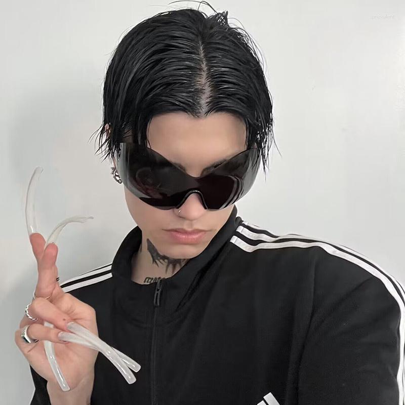 

Sunglasses Y2K Punk Rimless Men Women Big Frame Oversized Steampunk Butterfly Shield Sun Glasses For Lady 2000's Goggle Eyewear