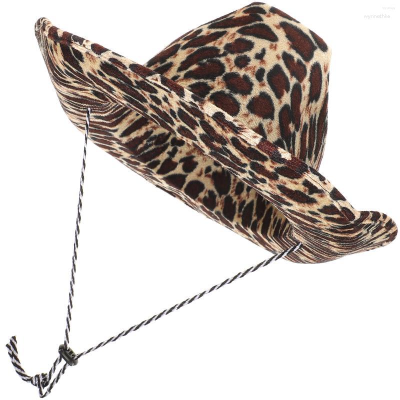 

Berets Cowboy Hat Comfortable Prop Party Decor Leopard Pattern Stage Performance Decorative