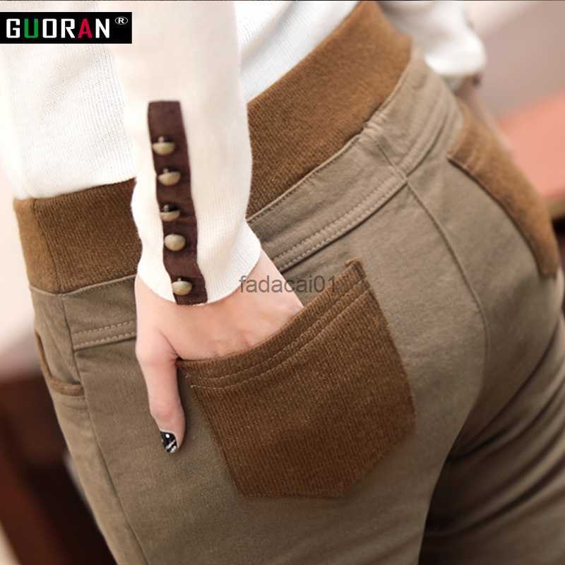 

Winter warm women stretch high elastic waist casual cotton pants clothe S4XL thick fleece ladies patchwork pencil pants L230621, Purple
