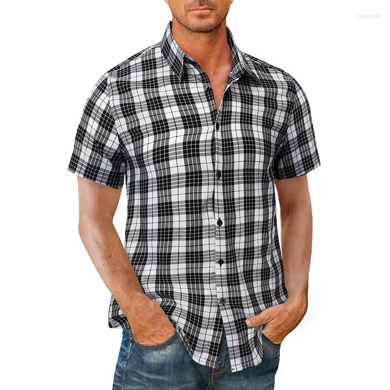 

Men's T Shirts 2023 Men's Summer T-shirt Polo Collar Plaid Pure Cotton Clothing Cardigan Short Sleeve, Blue